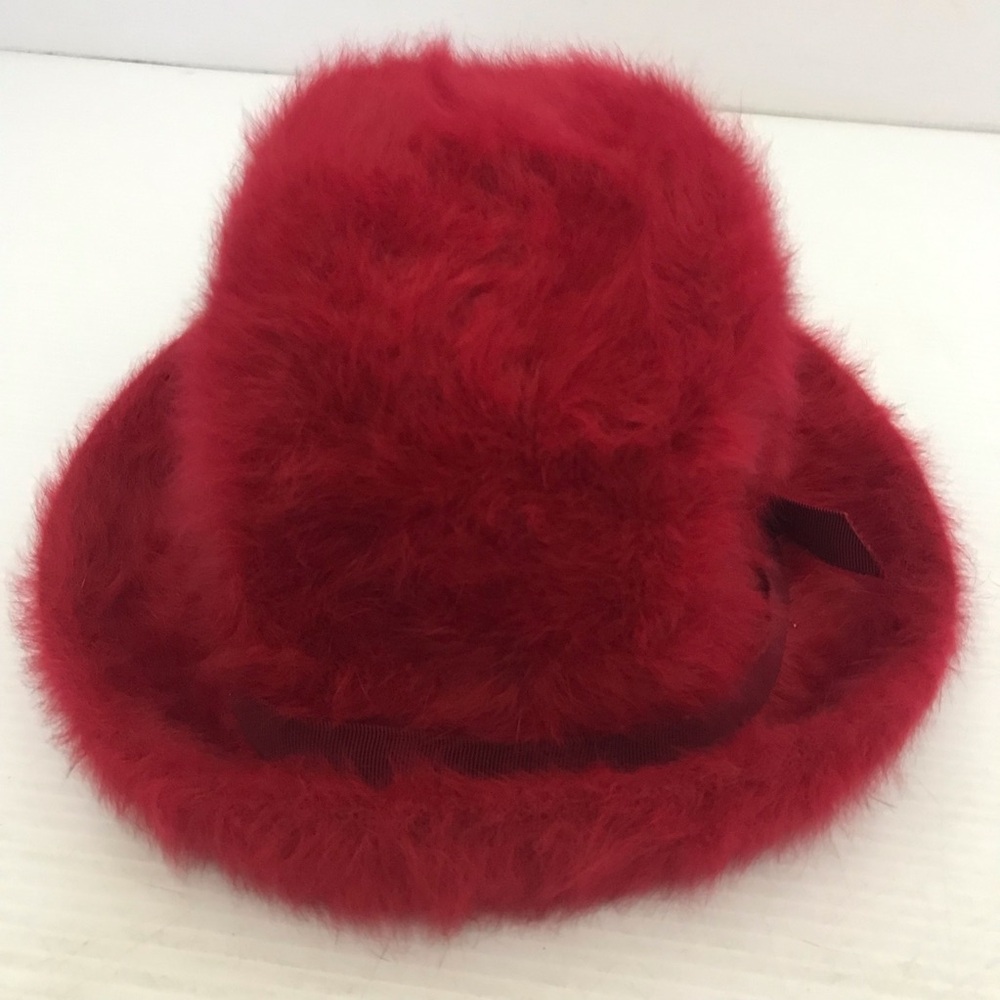 VTG Kangol Red Faux Fur Bucket Hat